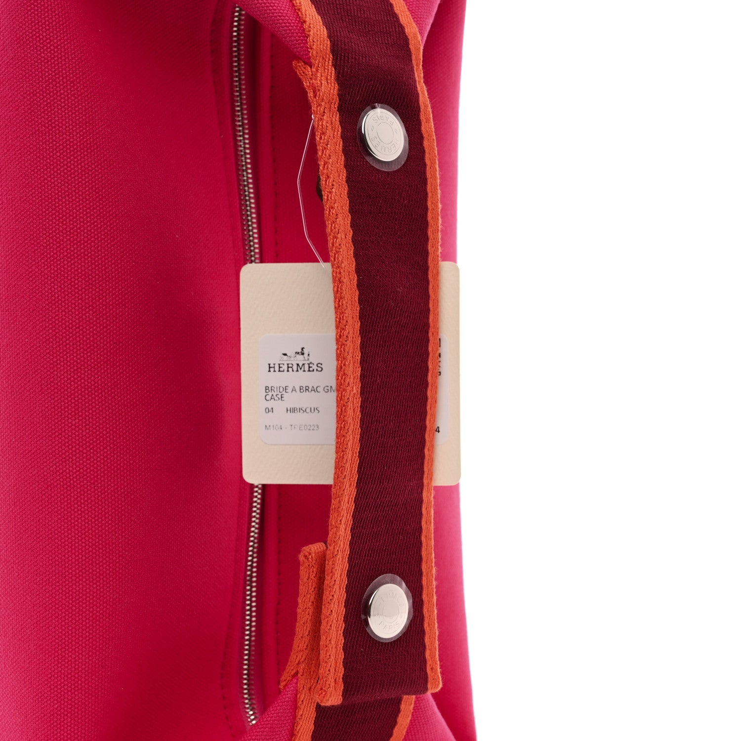 Hermes Canvas Large Bride-A-Brac Pouch Hibiscus 9 of 10