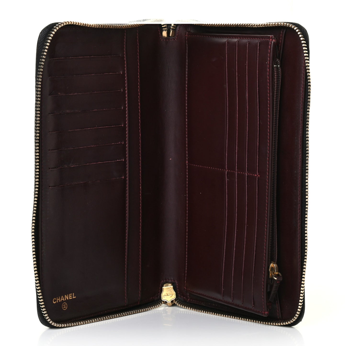 Caviar Quilted Large Zip Around Organizer Wallet Black
