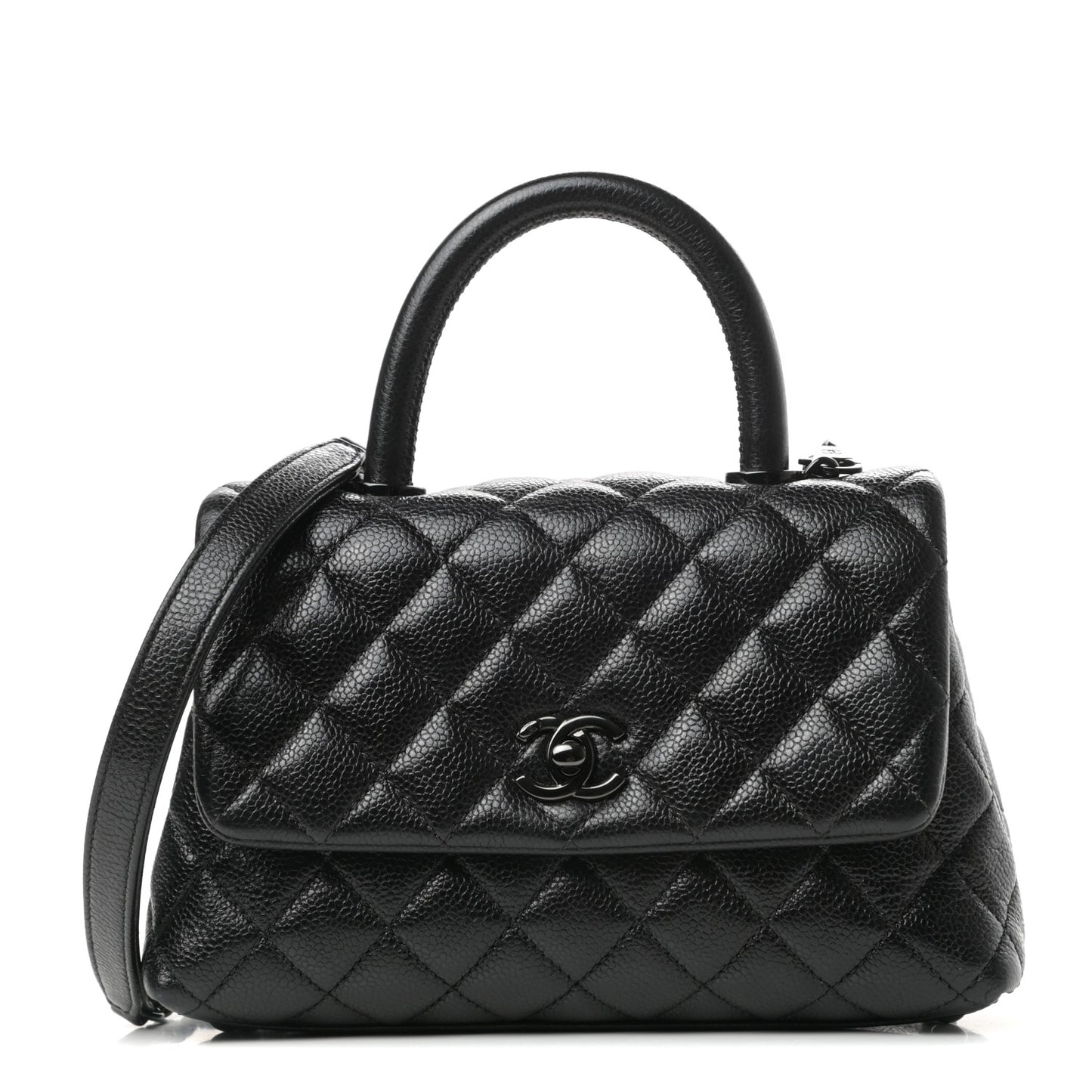 Caviar Quilted Mini Coco Handle Flap So Black