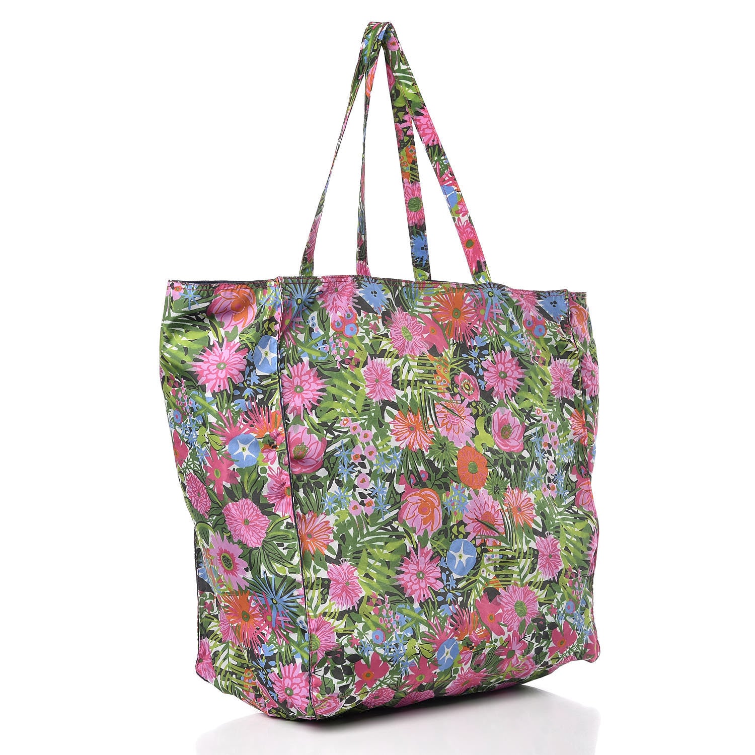 Prada Tessuto Nylon Floral Print BYOBag Shopping Tote 6 of 10