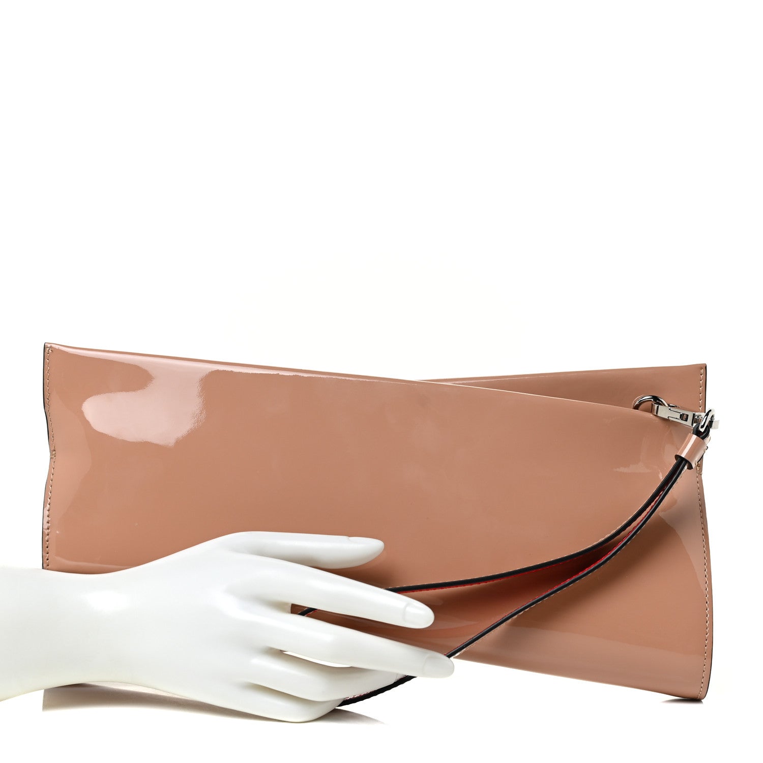 Christian Louboutin Patent Loubi Twist Zip Clutch Bag Nude 1 of 8