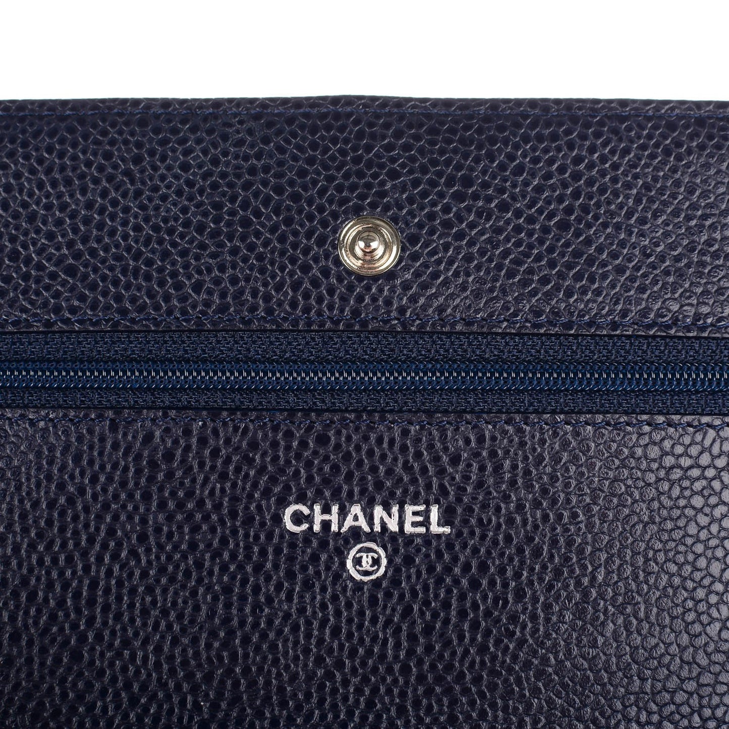 Caviar Quilted Wallet On Chain WOC Navy