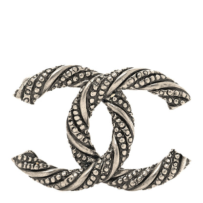 Chanel Ruthenium Twisted CC Brooch Silver 1 of 3