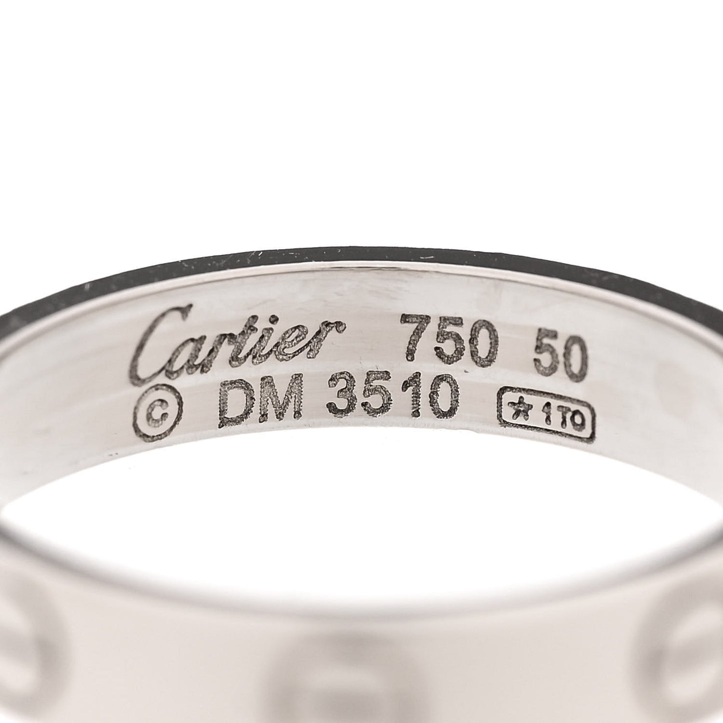18K White Gold 3.5mm LOVE Wedding Band Ring 50 5.25