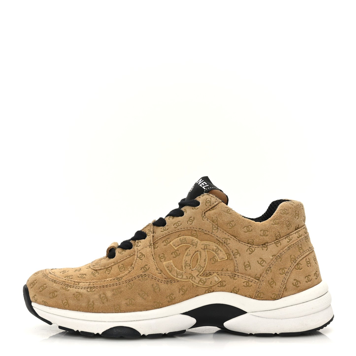 Suede Calfskin Printed CC Sneakers 37.5 Dark Beige