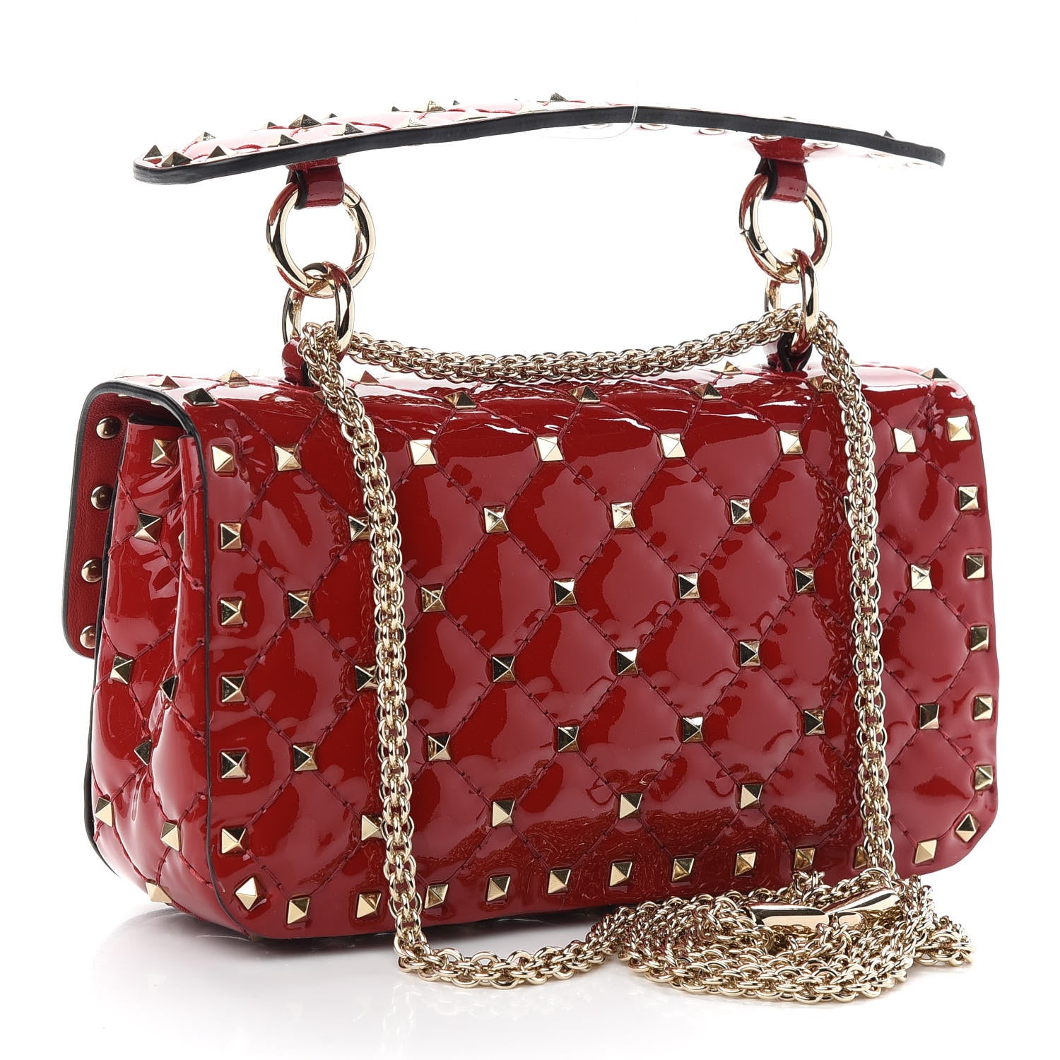 Valentino Garavani Patent Small Rockstud Spike Shoulder Bag Rosso Valentino 3 of 8