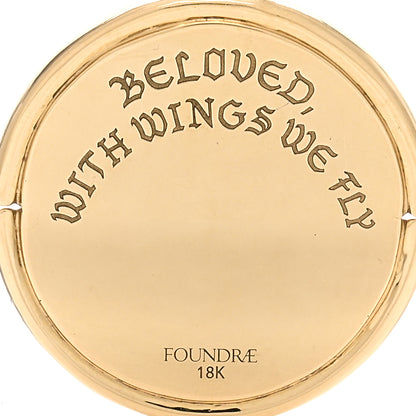 Foundrae 18K Yellow White Gold Diamond Large Beloved with Wings We Fly Oval Pushgate Medallion 3 of 3