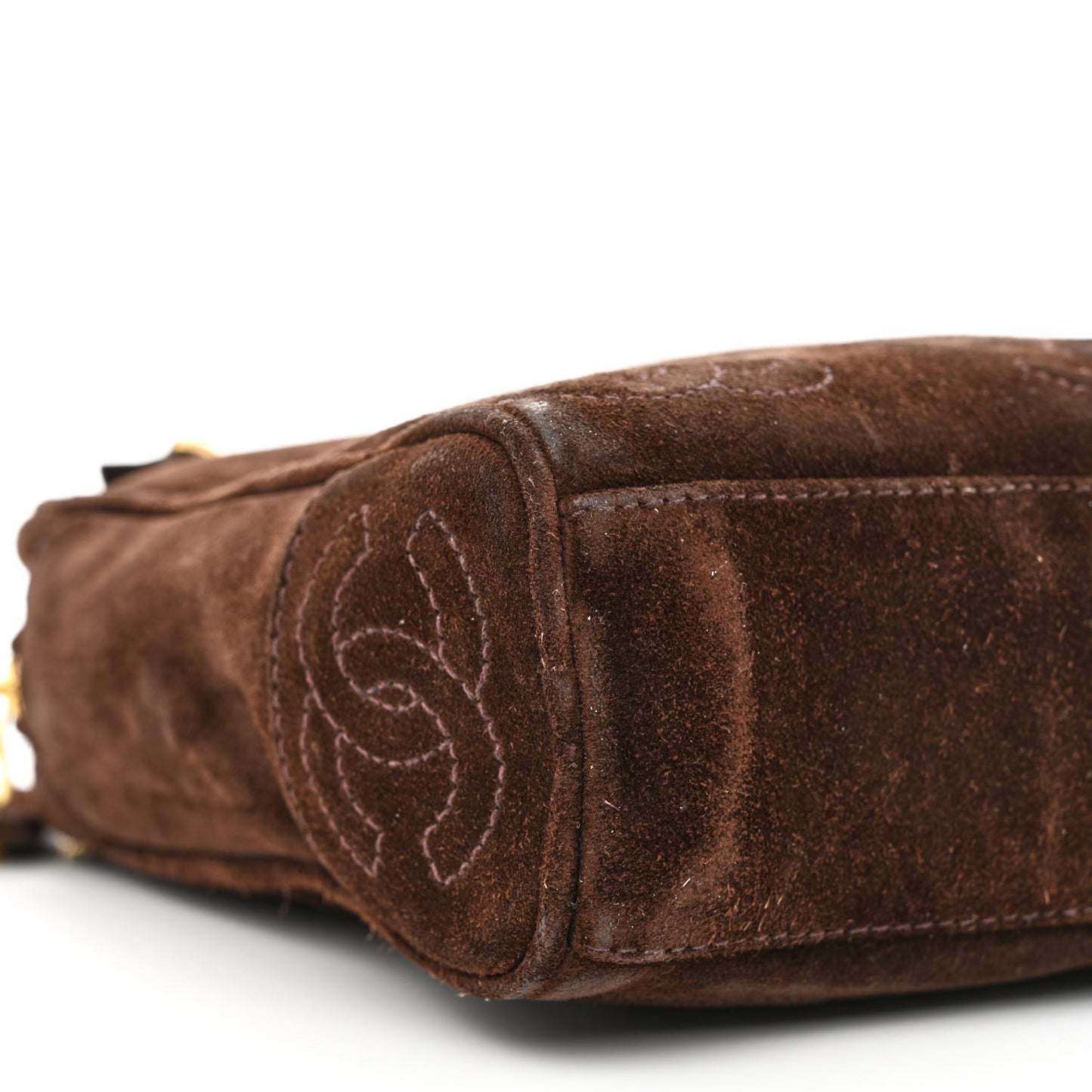 Suede CC Shopping Tote Dark Brown