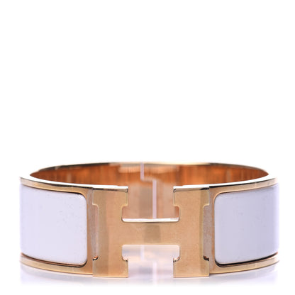 Hermes Enamel Wide Clic Clac H Bracelet PM White 1 of 6