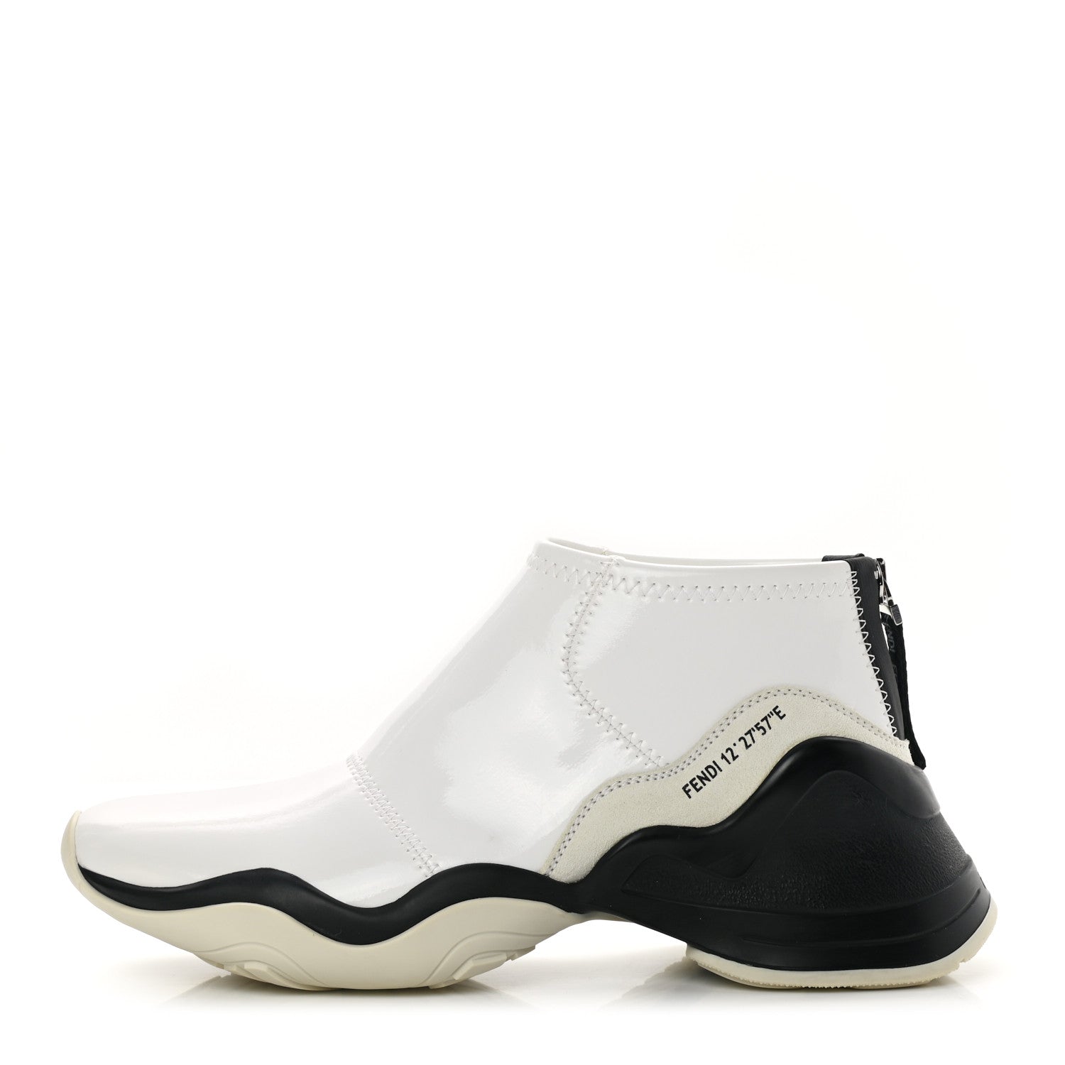 Fendi Vernice High-Tech Womens FFluid Zip Up Sneakers 40 White Black 1 of 11