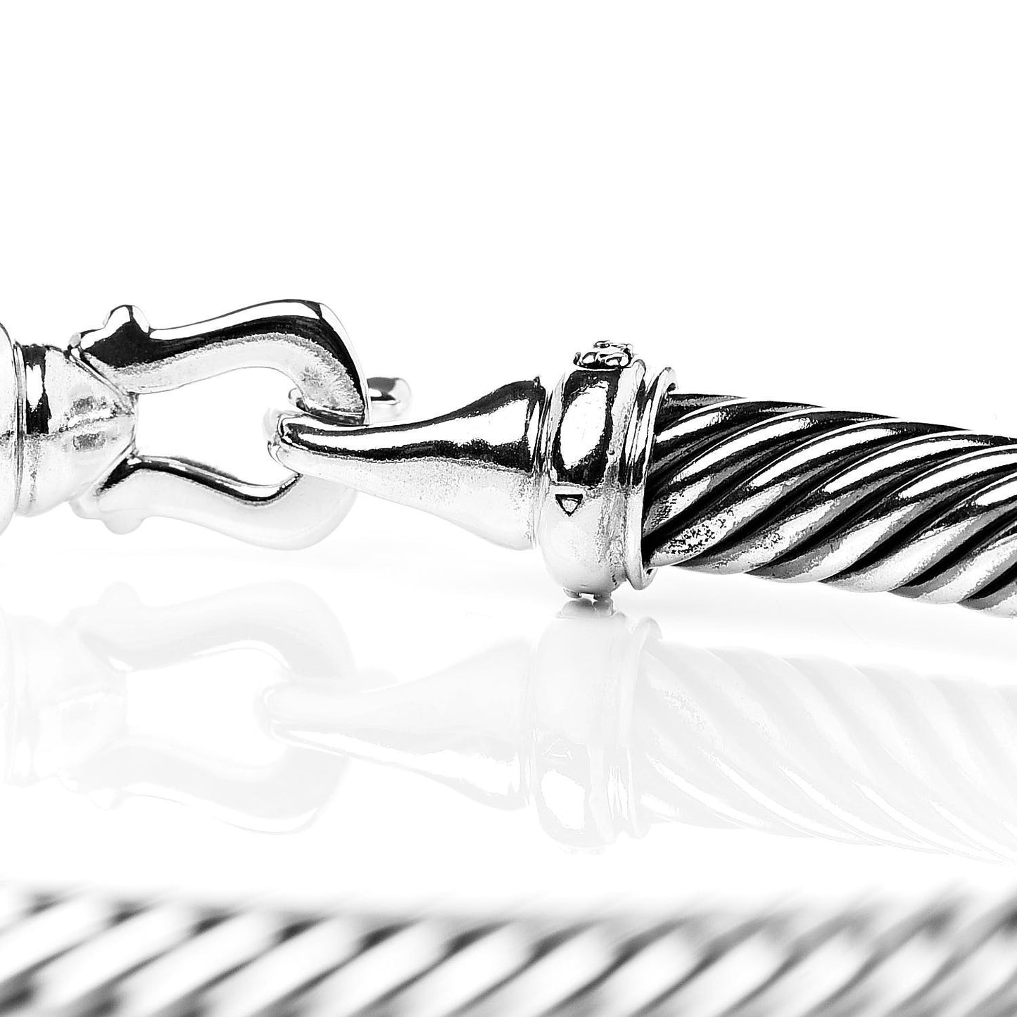Sterling Silver Diamond 5mm Cable Buckle Bracelet