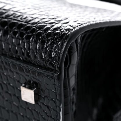 Saint Laurent Calfskin Crocodile Embossed Small Uptown Tote Black 11 of 23
