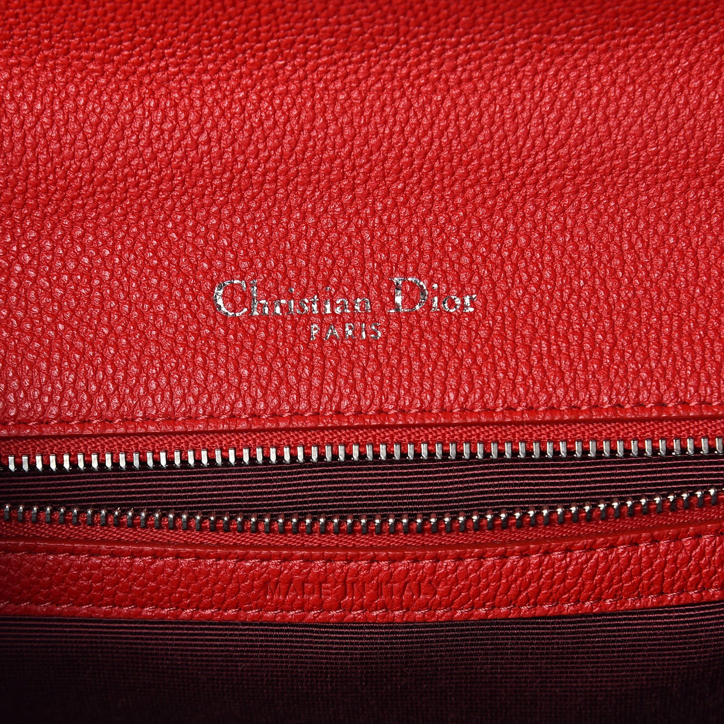 Grained Calfskin Medium Diorama Flap Bag Red
