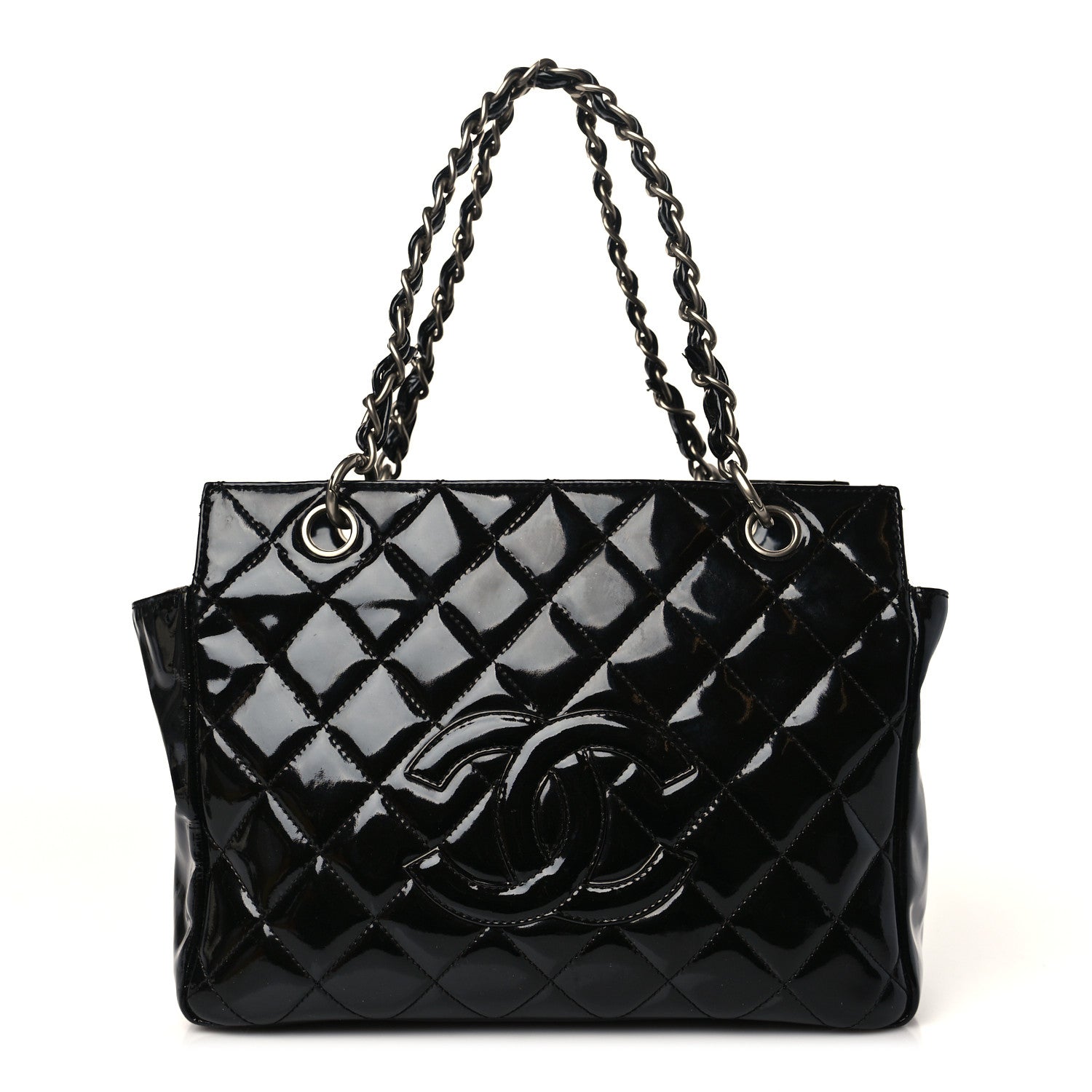 Chanel Patent Quilted Petit Timeless Tote PTT Black 1 of 10