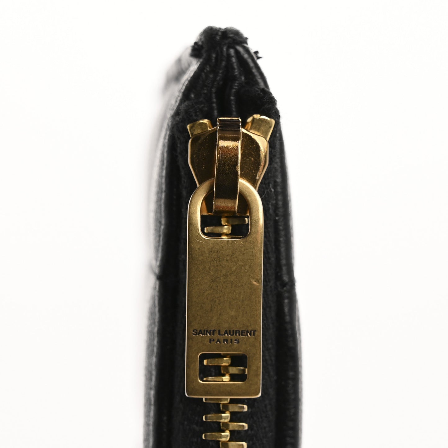 Calfskin Quilted Zipped Pouch Black