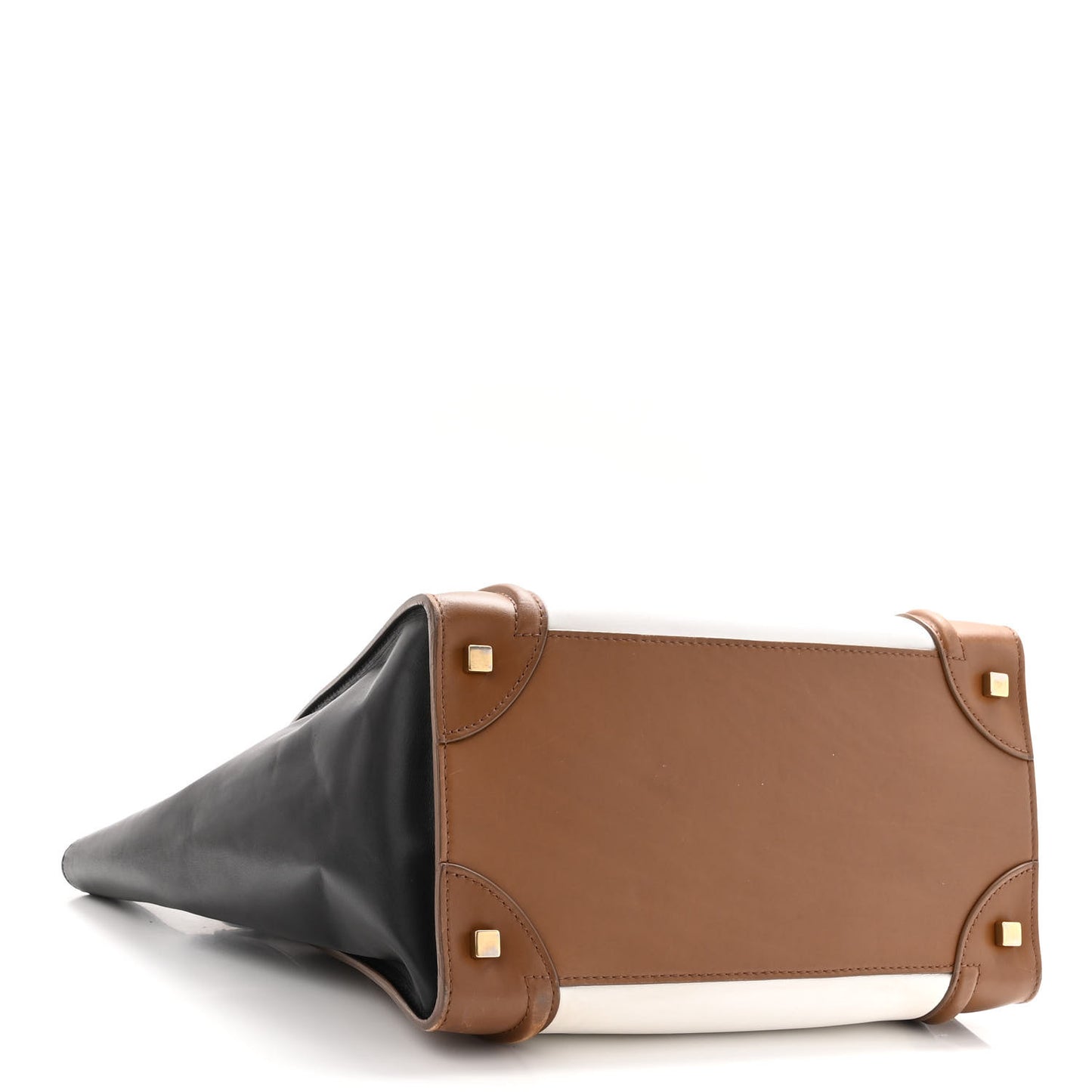 Satin Calfskin Mini Tri-Color Luggage White Brown