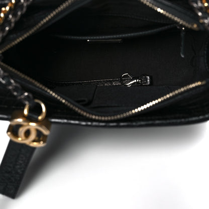 Chanel Calfskin Crocodile Embossed Small Gabrielle Cocodile Hobo Black 5 of 10