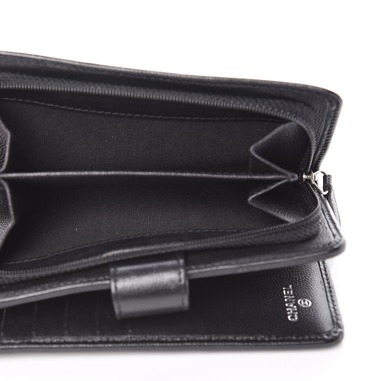Caviar Sevruga Large Zip Pocket Wallet Black