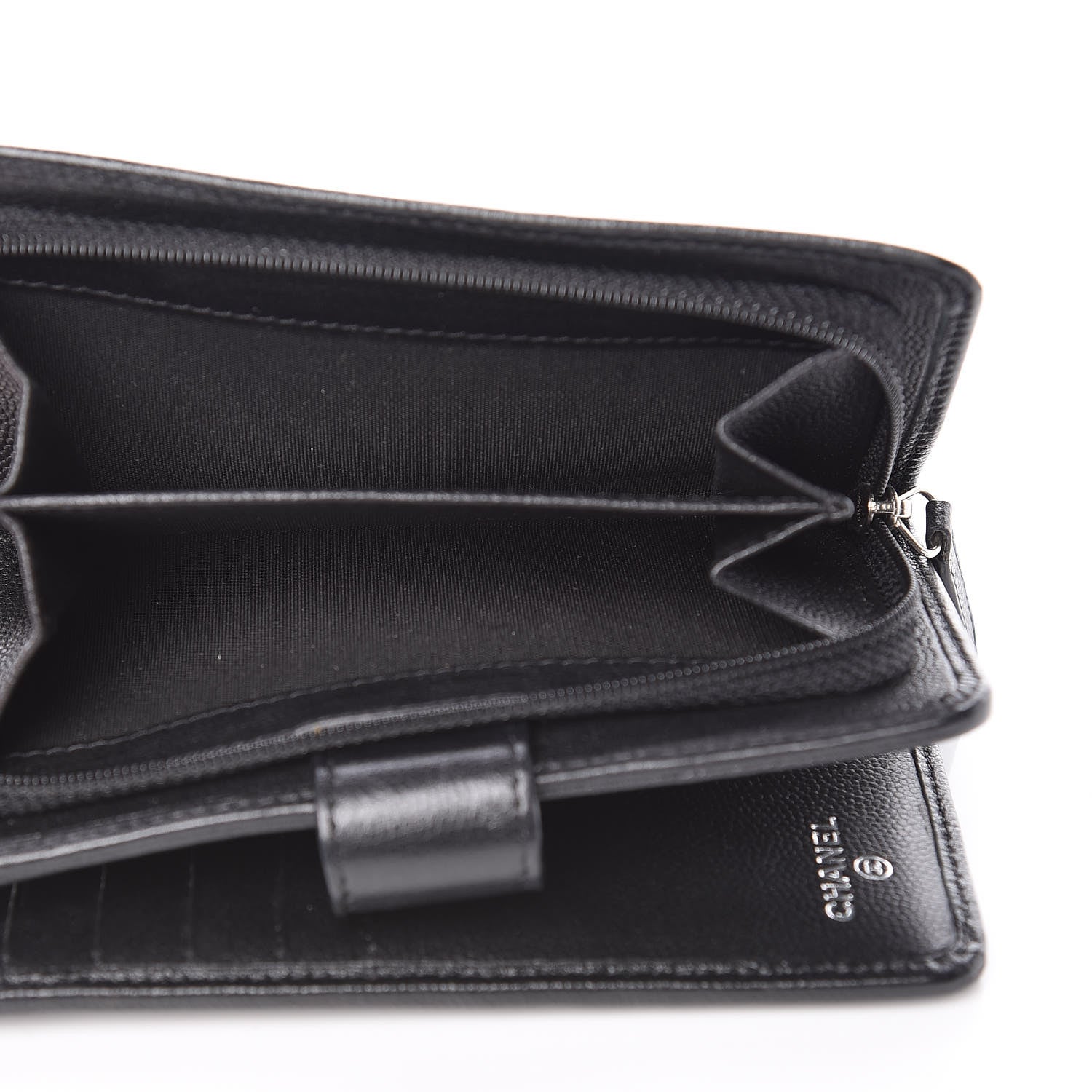 Chanel Caviar Sevruga Large Zip Pocket Wallet Black 6 of 14