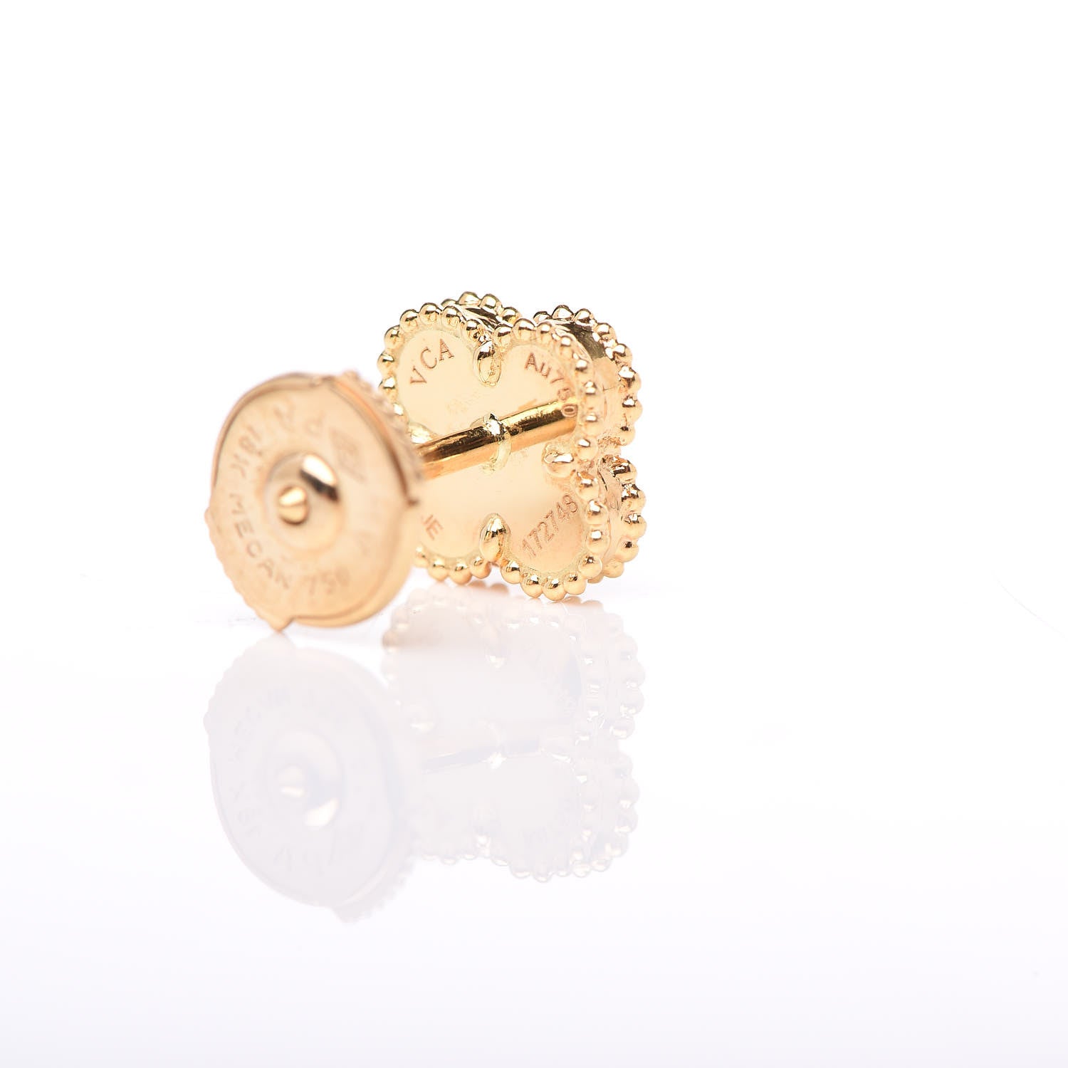 Van Cleef & Arpels 18K Yellow Gold Mother of Pearl Sweet Alhambra Earrings 5 of 5