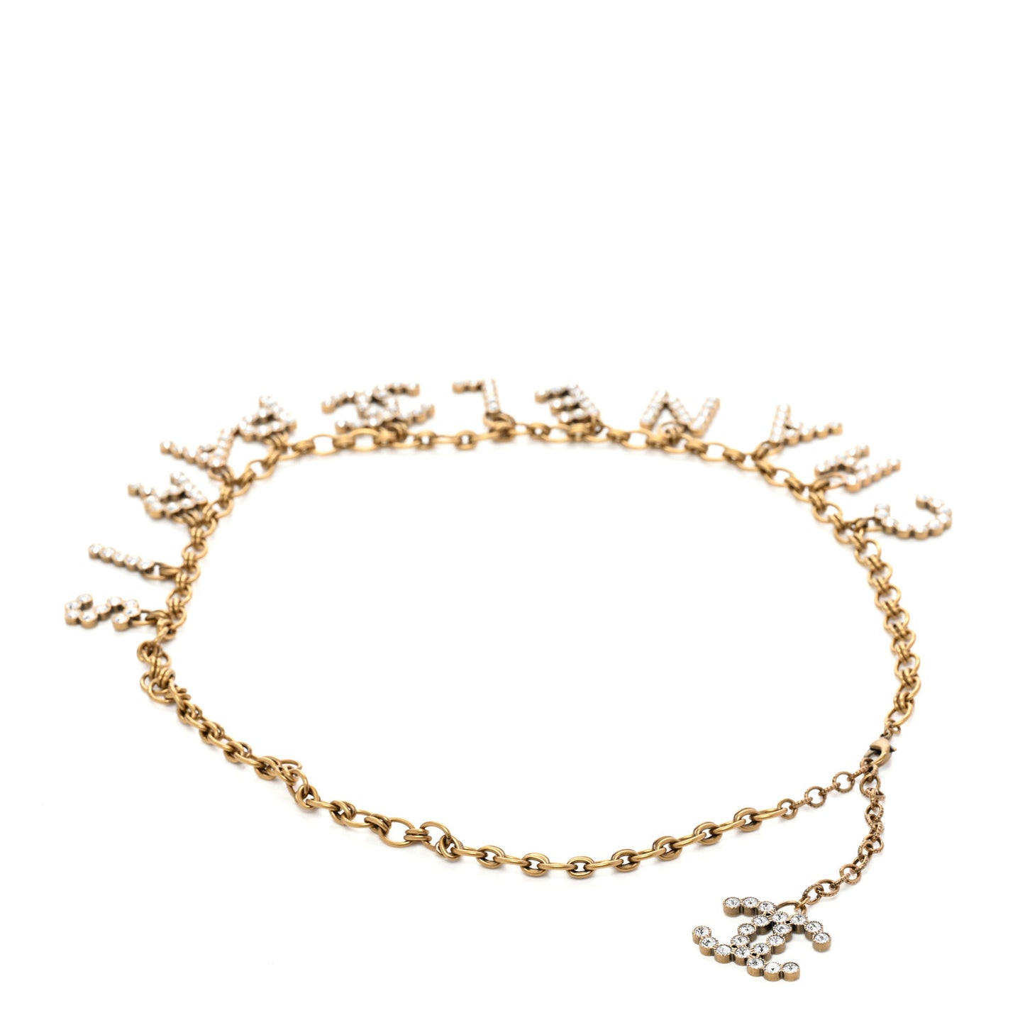 Crystal City of Lights Letter Chain Belt Gold