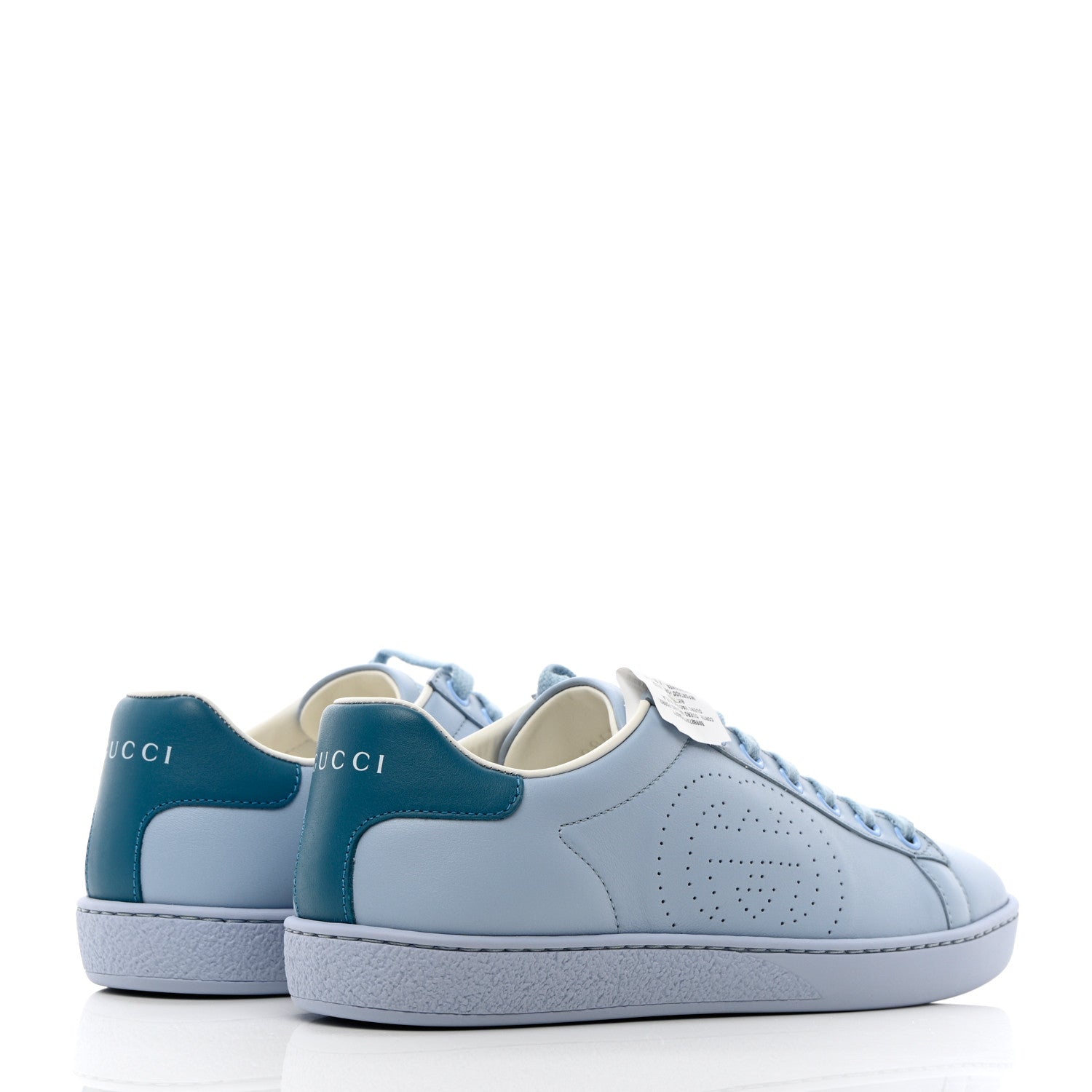 Gucci Calfskin Interlocking G Perforated Womens Ace Sneakers 36.5 Porcelain Light Blue Zaffiro 4 of 9