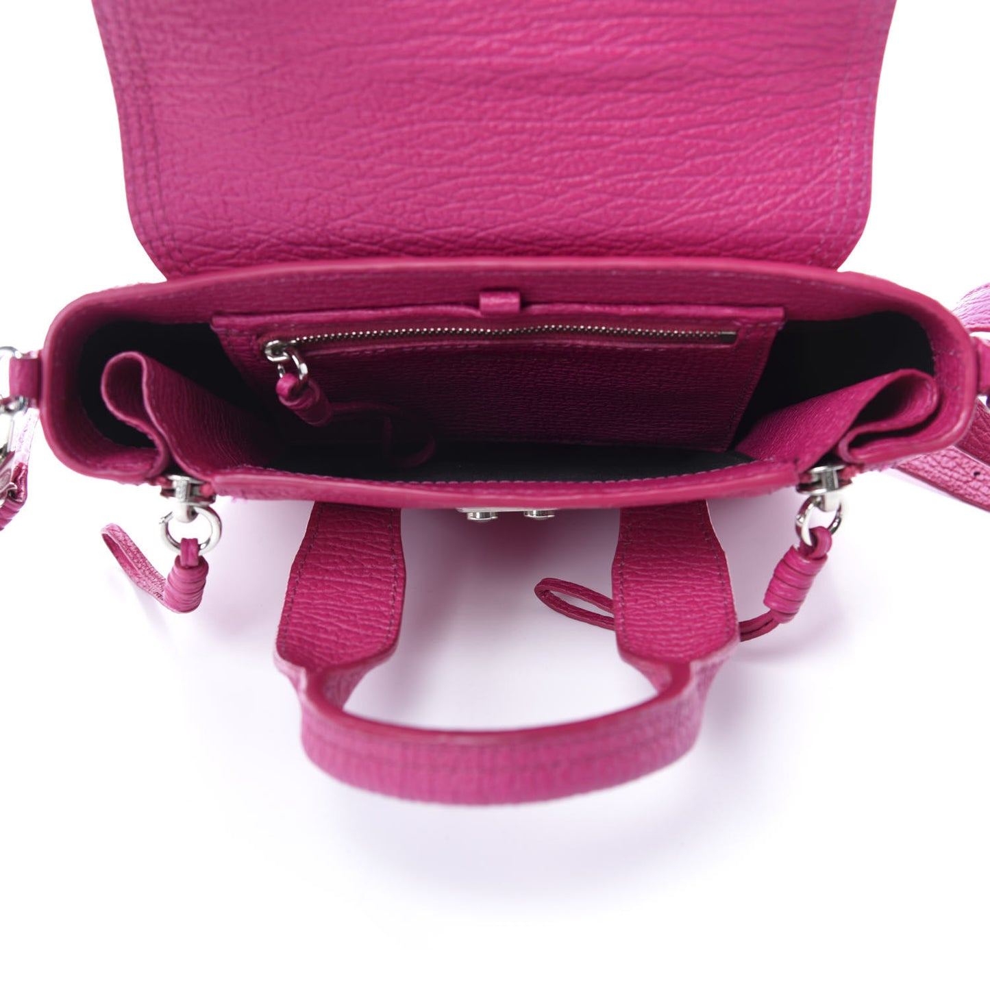 3.1 Textured Calfskin Mini Pashli Satchel Magenta