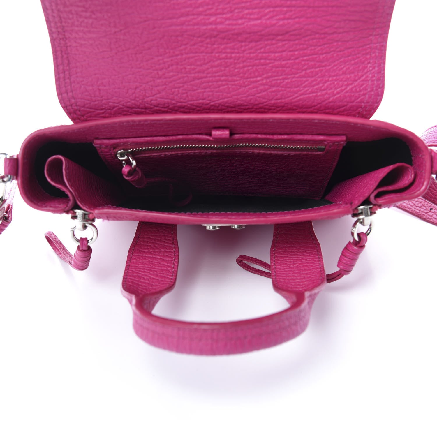 3.1 Phillip Lim 3.1 Textured Calfskin Mini Pashli Satchel Magenta 5 of 10