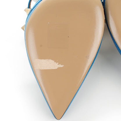 Valentino Garavani Pebbled Calfskin Rockstud Ankle Strap Pumps 36 Light Blue 9 of 10
