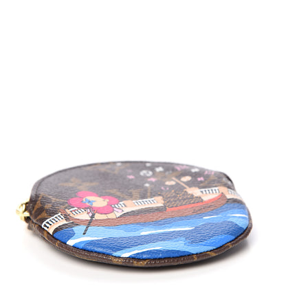 Louis Vuitton Monogram 2019 Christmas Animation Round Coin Purse Blue 3 of 7