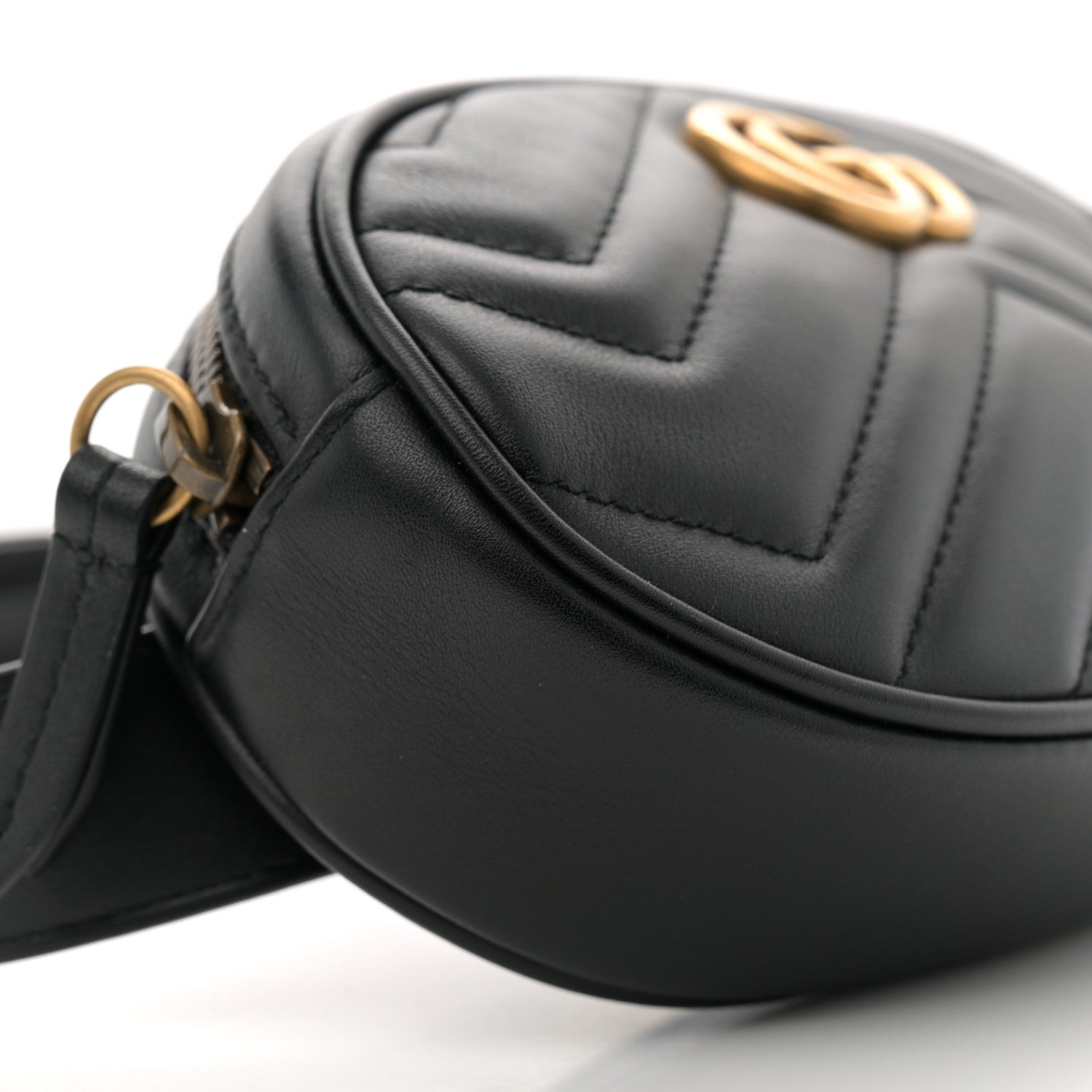 Gucci Calfskin Matelasse GG Marmont Belt Bag 85 34 Black 9 of 10