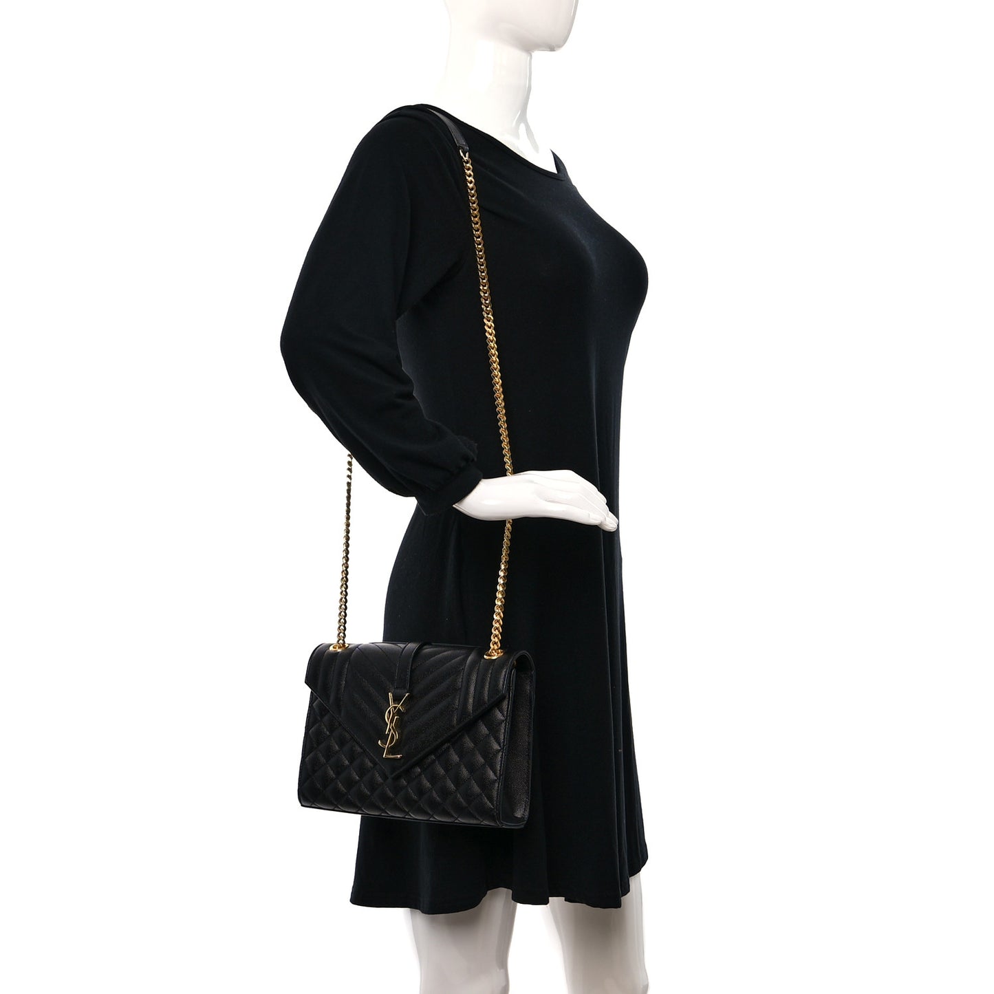 Grain De Poudre Textured Mixed Matelasse Triquilt Medium Monogram Satchel Black