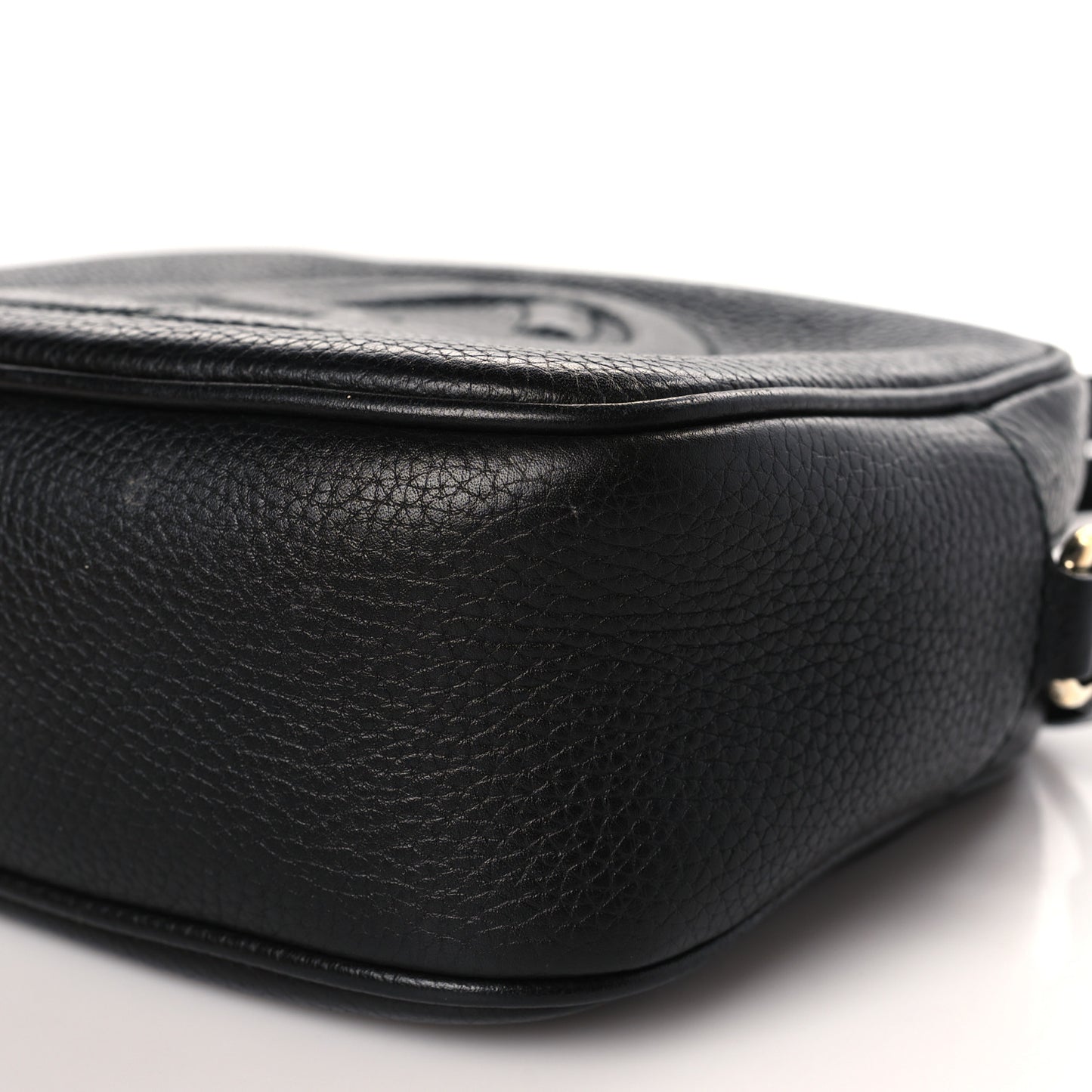 Pebbled Calfskin Small Soho Disco Bag Black