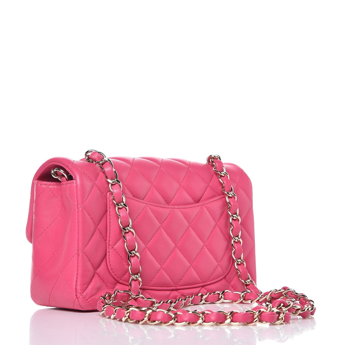 Lambskin Quilted Mini Rectangular Flap Dark Pink