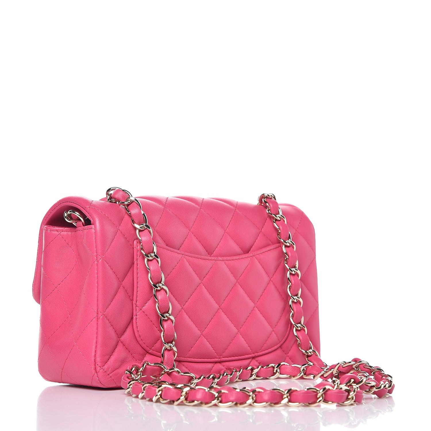 Chanel Lambskin Quilted Mini Rectangular Flap Dark Pink 3 of 8