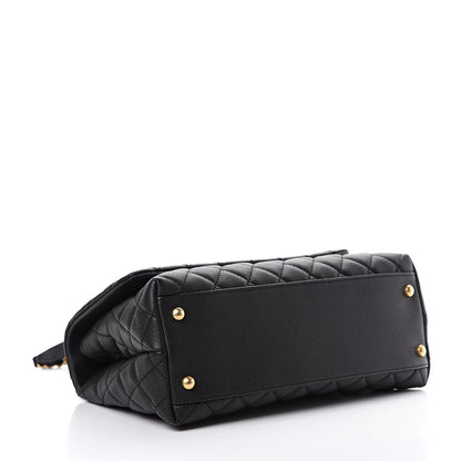Chanel Caviar Lizard Embossed Quilted Small Coco Handle Flap Black 3 of 11