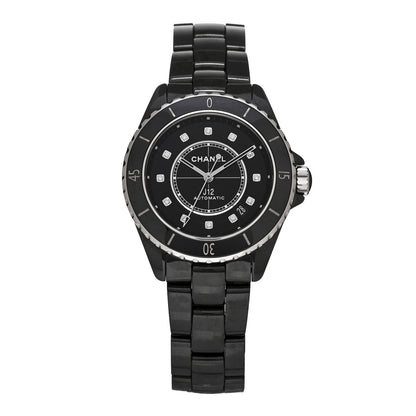 Chanel Stainless Steel Ceramic Diamond 38mm J12 Automatic Watch Black 1 of 5