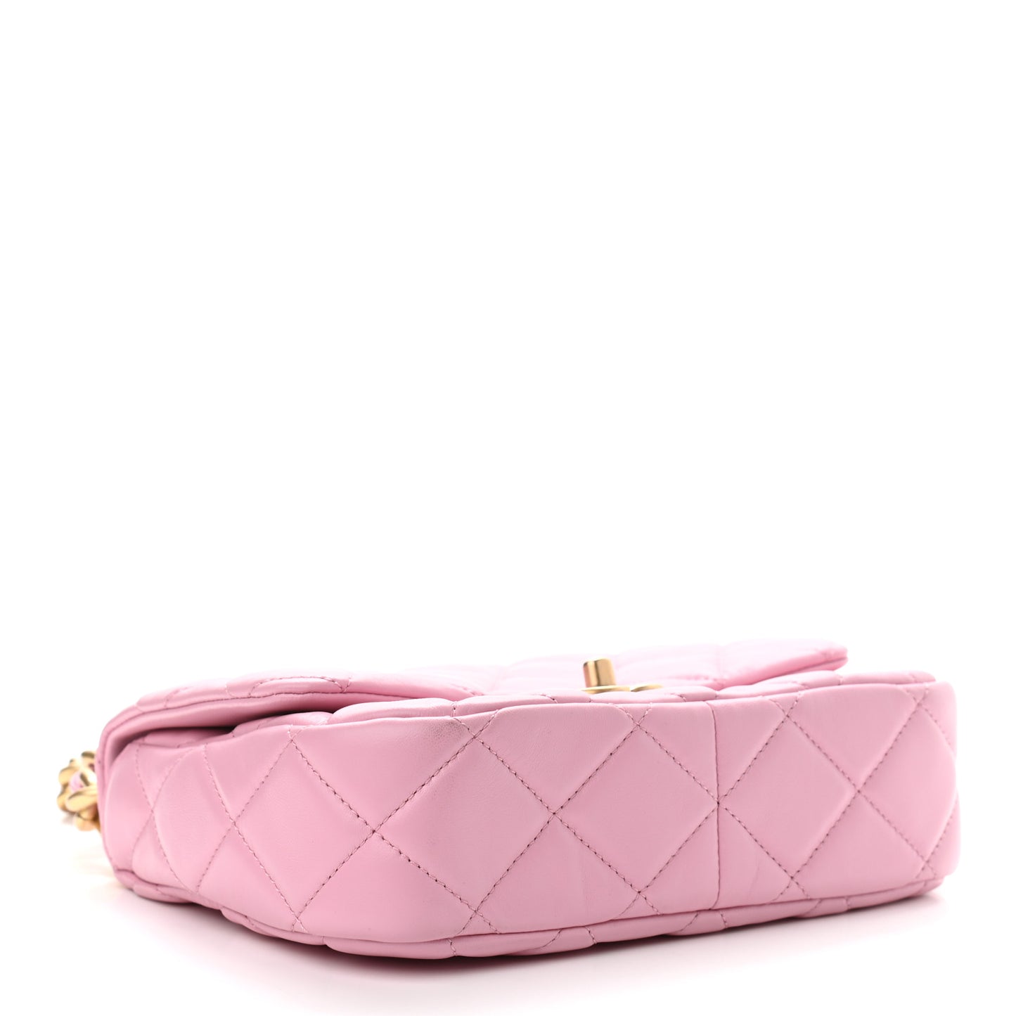 Lambskin Quilted Small Lacquered Chain Flap Pink
