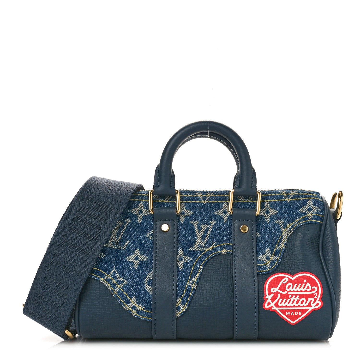 Louis Vuitton X NIGO Taurillon Monogram Denim Drip Keepall XS Blue 1 of 9