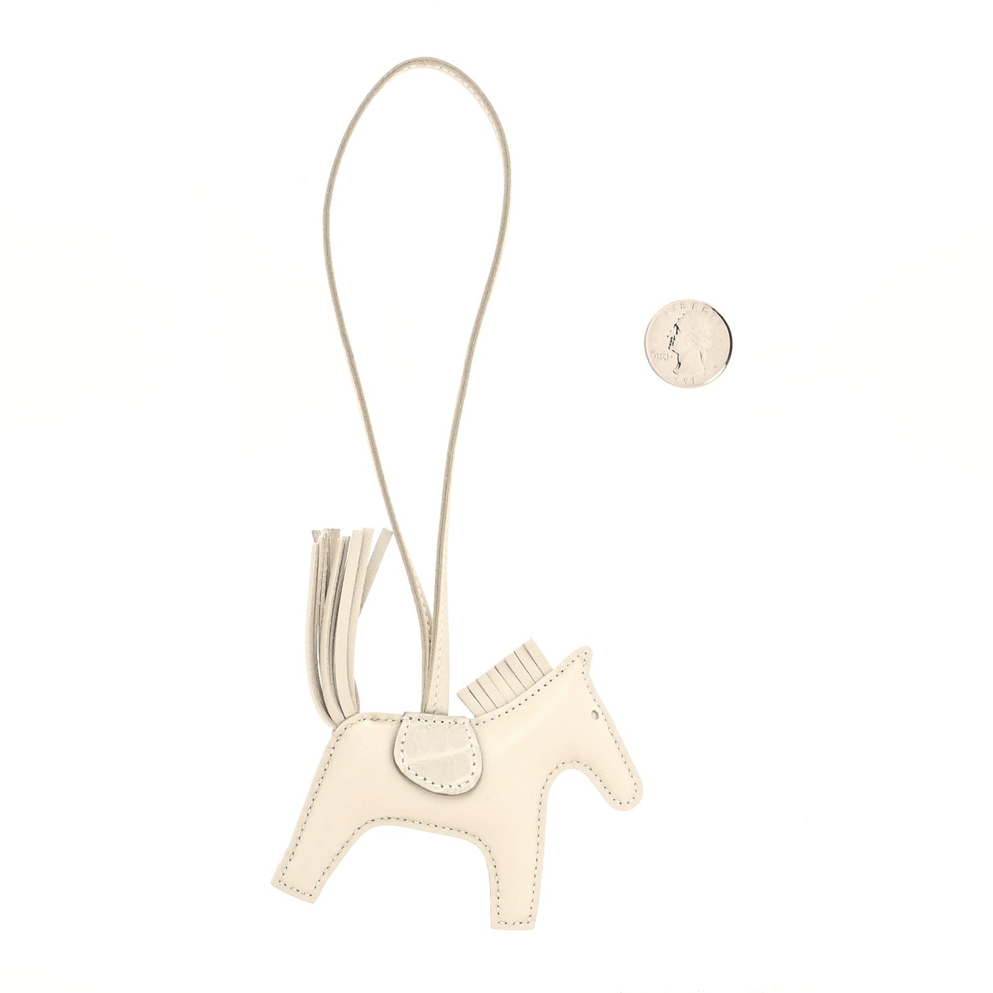 Milo Lambskin Matte Alligator Touch Grigri Rodeo Horse Bag Charm PM Craie Nata Beton