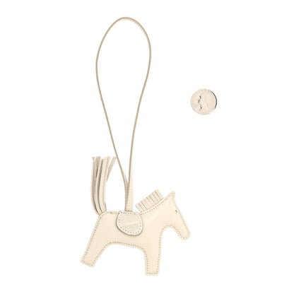 Hermes Milo Lambskin Matte Alligator Touch Grigri Rodeo Horse Bag Charm PM Craie Nata Beton 2 of 3