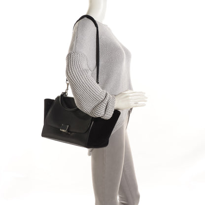 Celine Drummed Calfskin Suede Small Trapeze Black 2 of 7