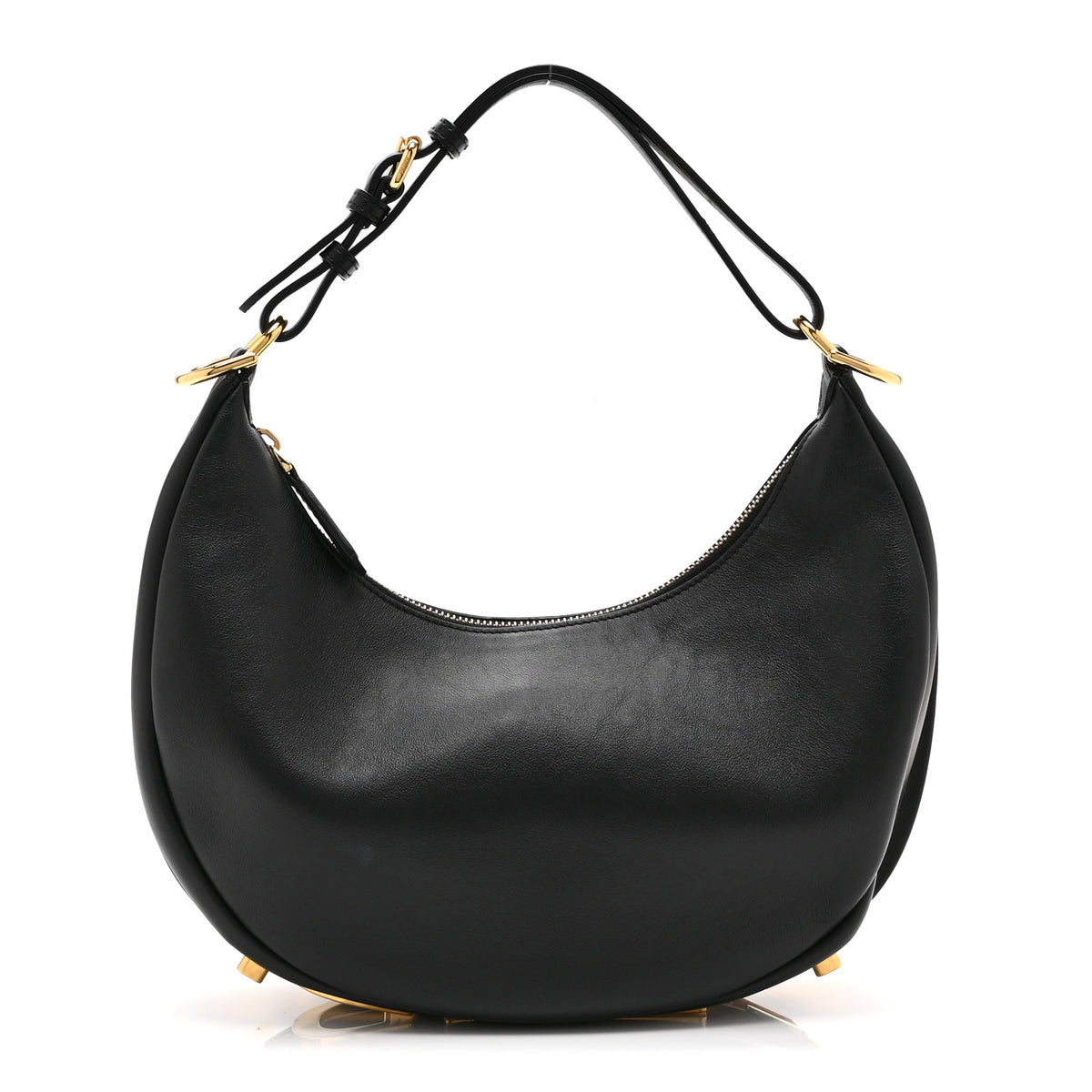 Vitello Grace Matte Small Fendigraphy Hobo Bag Black
