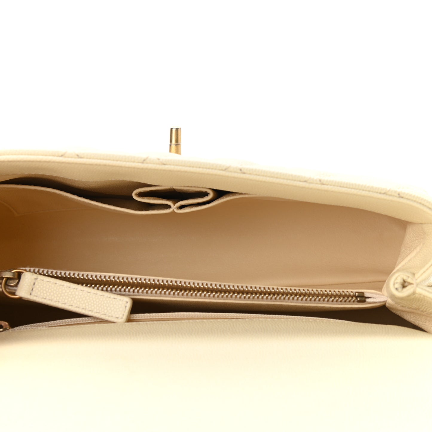 Caviar Elaphe Quilted Small Coco Handle Flap Ivory