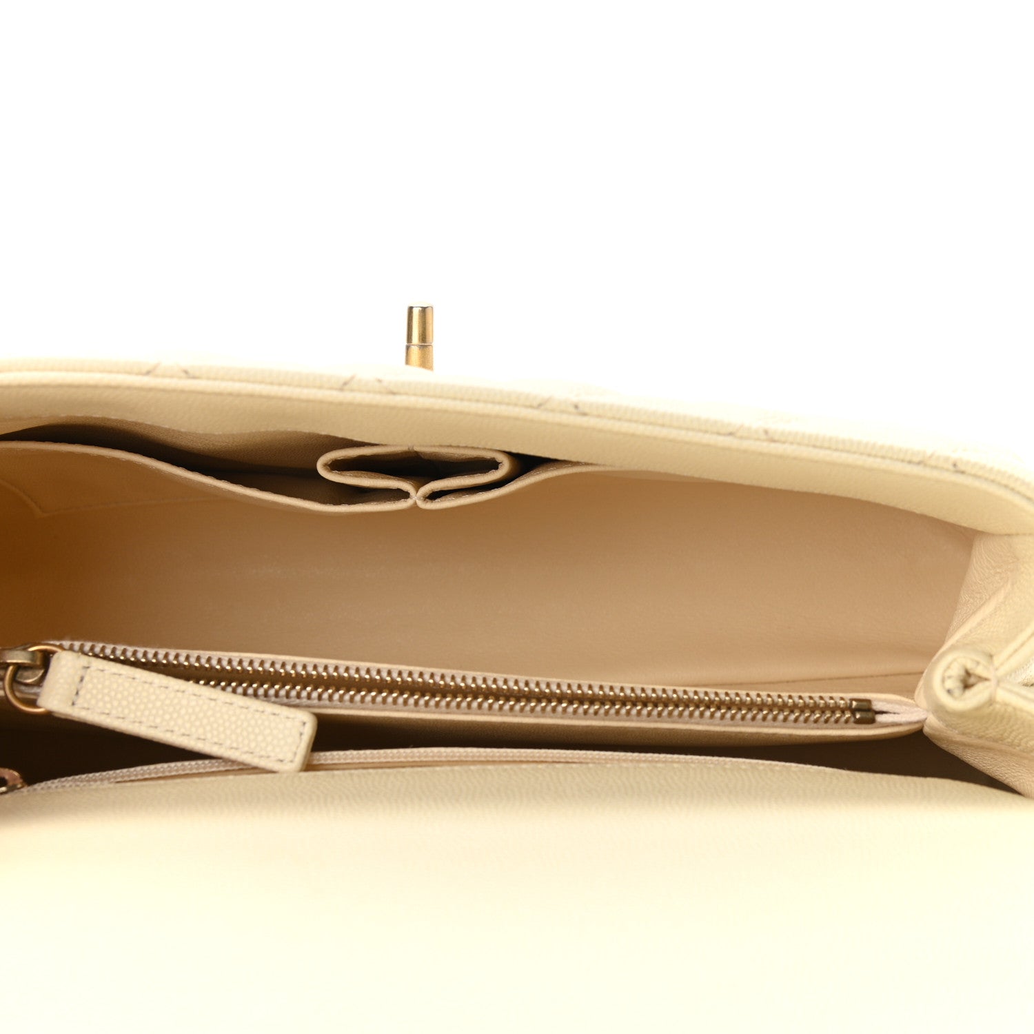 Chanel Caviar Elaphe Quilted Small Coco Handle Flap Ivory 5 of 11