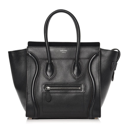 Celine Drummed Calfskin Micro Luggage Black 1 of 9