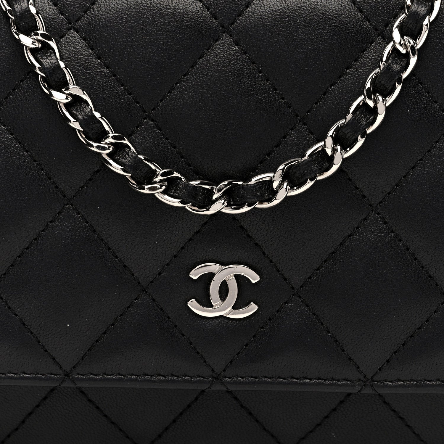 Chanel Lambskin Quilted Wallet On Chain WOC Black 7 of 10