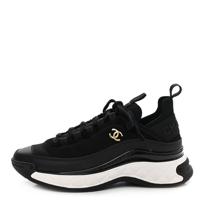 Chanel Velvet Calfskin Mixed Fibers CC Sneakers 35 Black 1 of 10