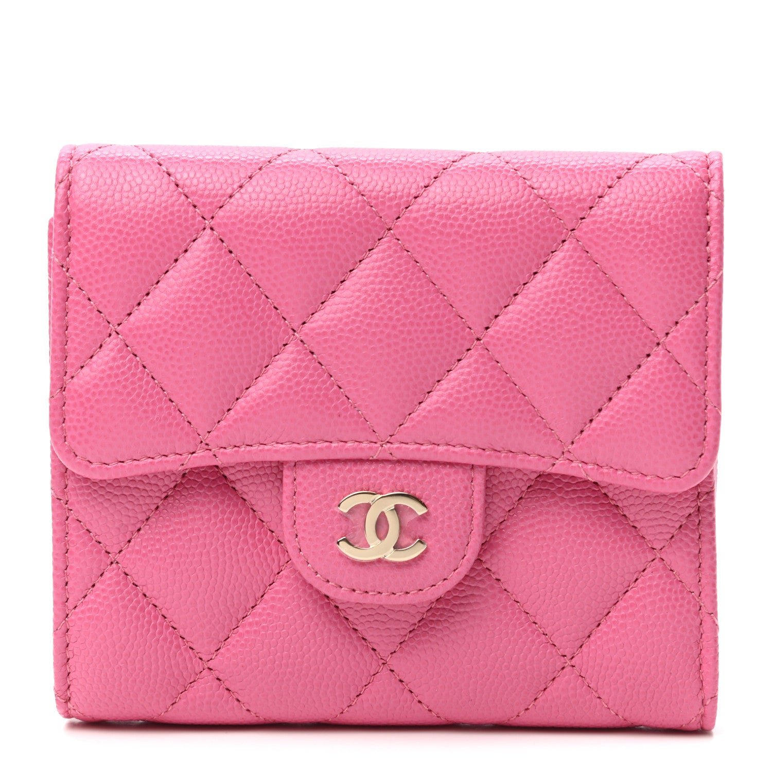 Chanel Caviar Quilted Compact Flap Wallet Pink 1 of 7