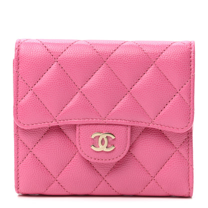 Chanel Caviar Quilted Compact Flap Wallet Pink 1 of 7
